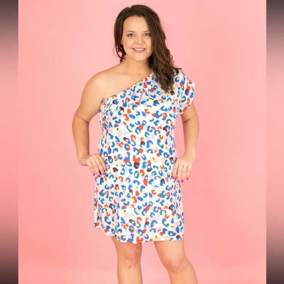 NWT Emily Wonder Leopard One Shoulder Dress size small - Picture 4 of 5